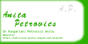 anita petrovics business card